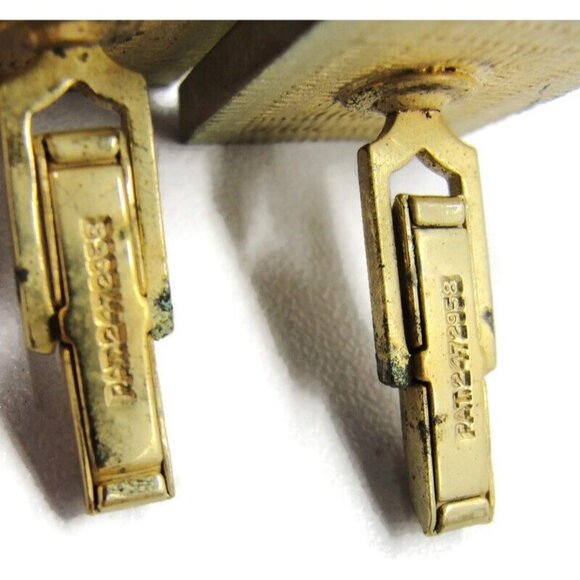 Rectangle Black & Pink Pat Pend Heavy Cufflinks Tux Shirt Dress Suit Vintage - Picture 8 of 9